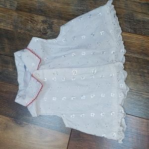 BT Kids White Floral Embroidery Button Down Sleeveless Shirt, Size 12 Months